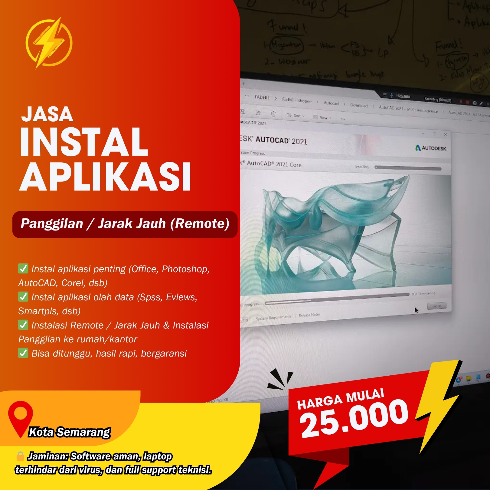 WA 083-199-037-605, Jasa Instal Aplikasi Laptop Terdekat Semarang