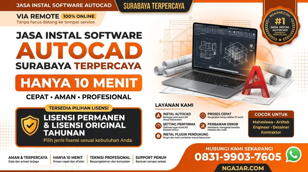 Jasa Instal Autocad Surabaya, WA 083-199-037-605