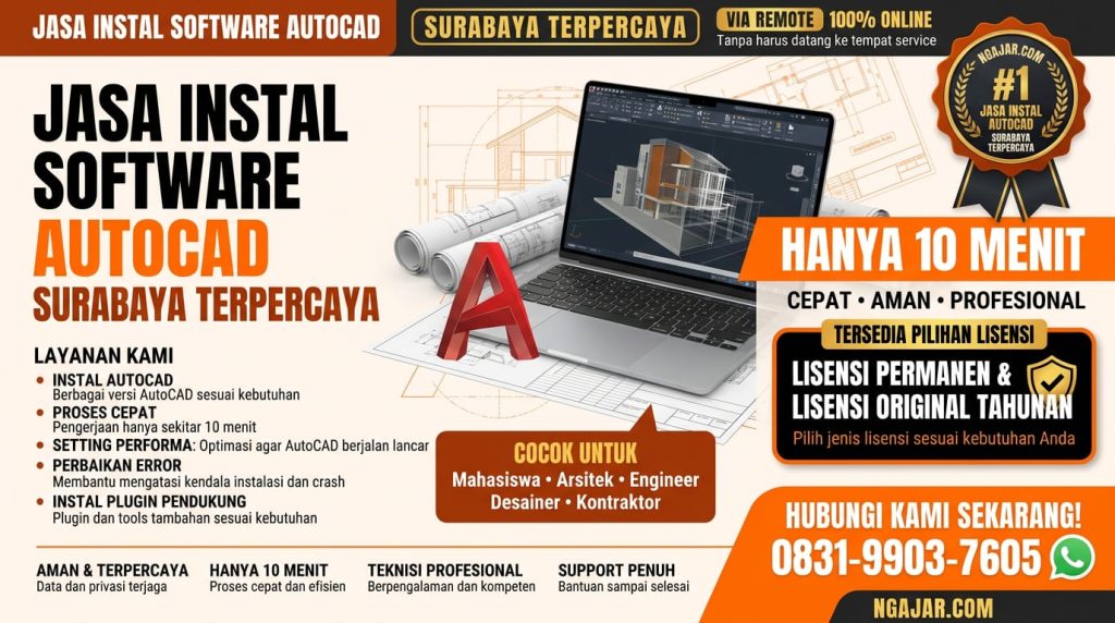 Jasa Instal Autocad Surabaya, WA 083-199-037-605