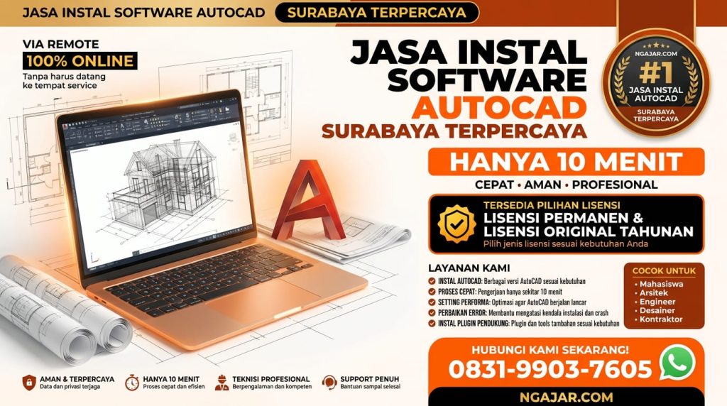 Jasa Instal Autocad Surabaya, WA 083-199-037-605