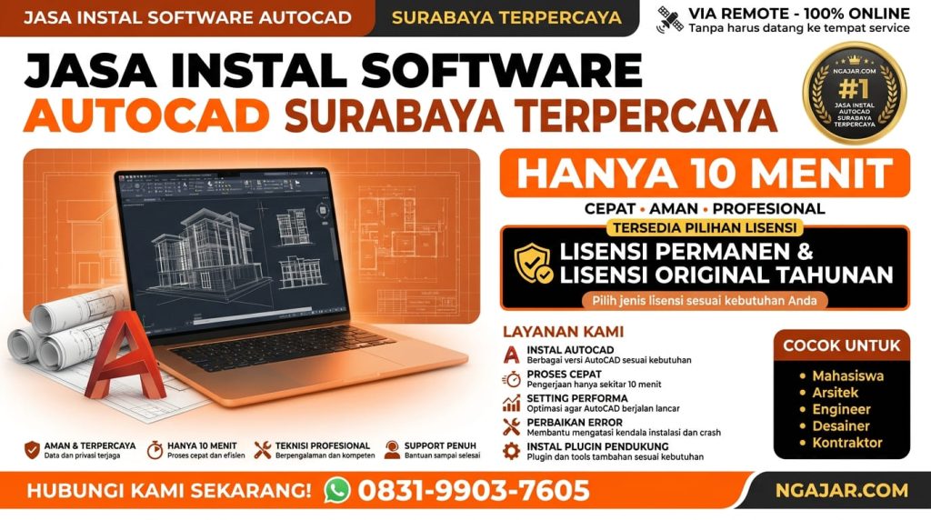 Jasa Instal Autocad Surabaya, WA 083-199-037-605