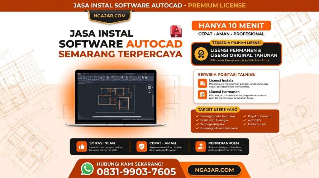 Jasa Instal Autocad Semarang, WA 083-199-037-605